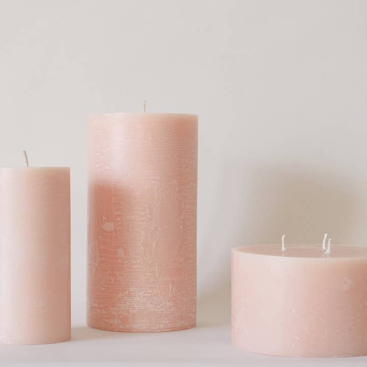 Manulena - Wholesale Pillar Candle - PILLAR CANDLE RUSTIC - PINK (SMALL)2