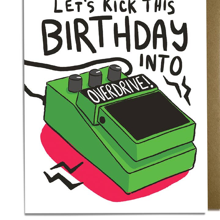Tarjeta de cumpleaños con pedal de guitarra de O para venta al por mayor de Kat French Design