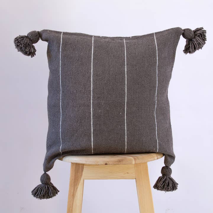 Dekorativa marockanska bomull kuddar-sovrum kudde-mörkgrå för wholesale av woolsouk ( We handle U.S. import procedures for you )