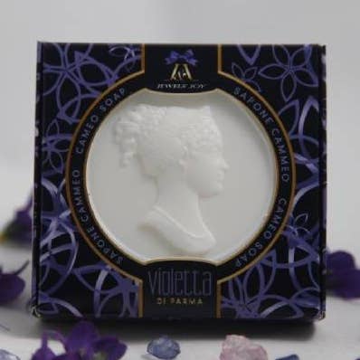 Sapone sogg. Cammeo bianco Violetta di Parma 100 gr per la vendita all'ingrosso da parte di Violetta di Parma Jewels' Joy