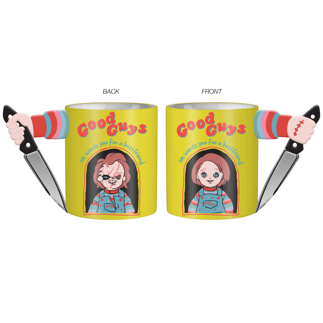 Silver Buffalo - Wholesale Coffee Mug - Chucky 2 Faces Electroplate 20oz Sculpted Handle Ceramic Mug0