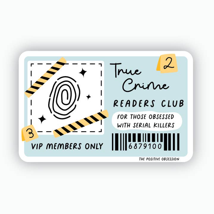 True Crime Readers Club Vinyl Sticker, Book Lover Gift for wholesale by Purple Ink Paperie