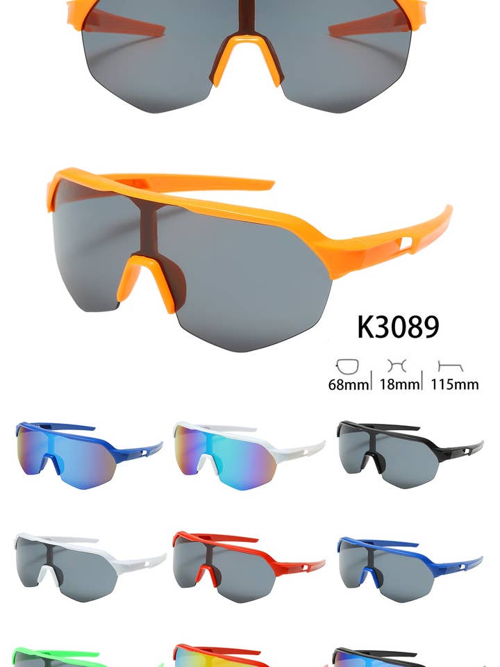 K3089, Shield kinderbril met volledige lens en enkele lens voor wholesale door Prime Opticals