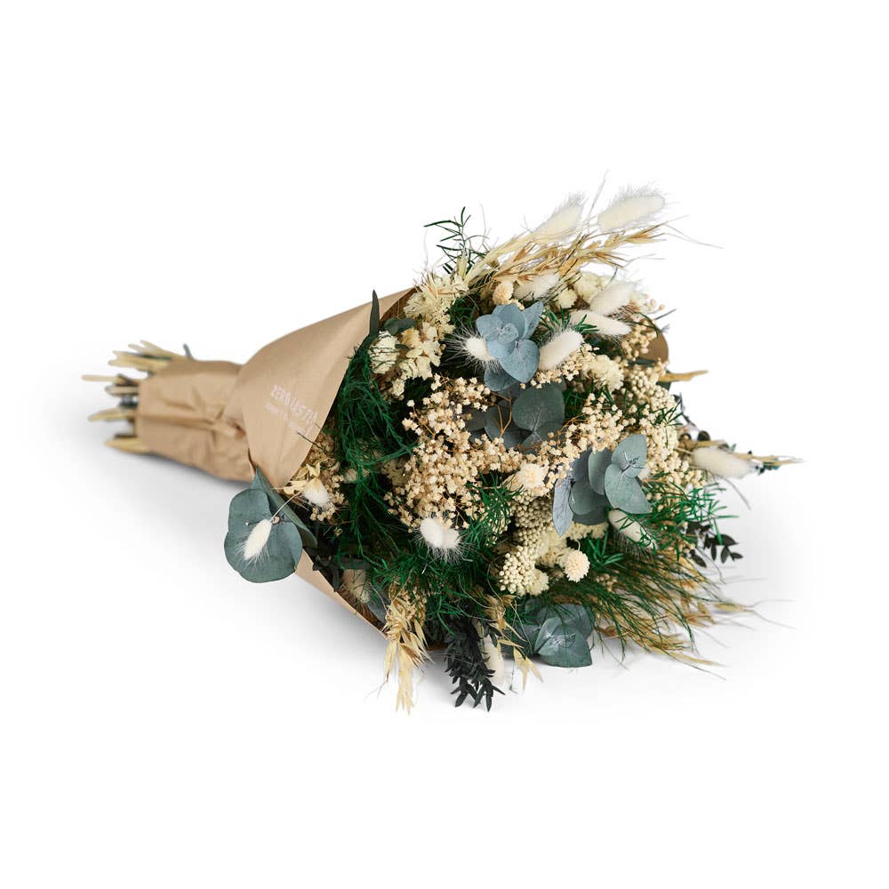 Evige Blomster – wholesale Dried/pressed flowers – Eternity bouquet Green and white mix - Large long-lasting bouquet 2