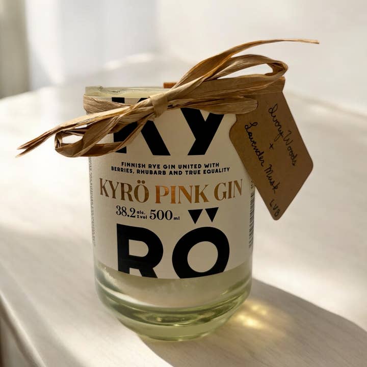 Ivory Woods + Lavender Musk Soy Woodwick Candle -- Kyro Gin for wholesale by Le Vin Bougie Candles