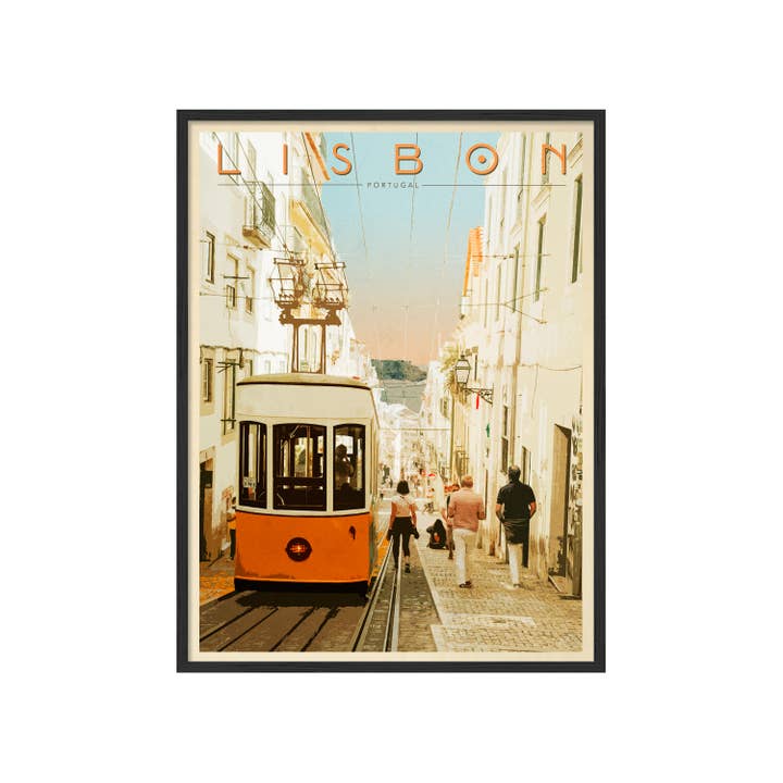 Lissabon Vintage Stil Rejseplakat | Portugal Vægkunst Print for engroshandel hos Places & Spaces Art Co. Travel Prints
