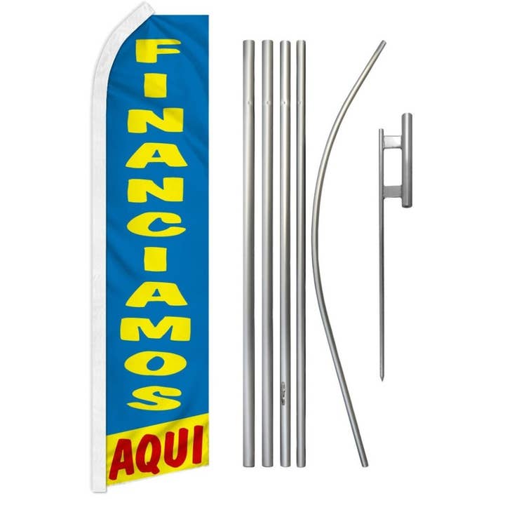 Financiamos Aqui Super Flag & Pole Kit for wholesale by Flags Importer