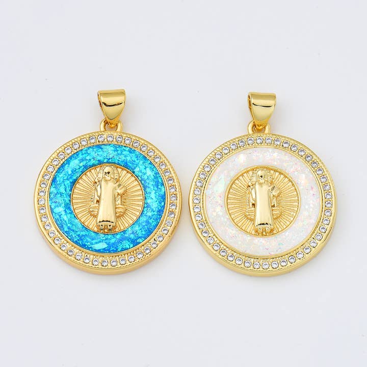 Opal Saint Benedict Charm Medallion in Gold Filled, CP2010 for wholesale by Beads Creation