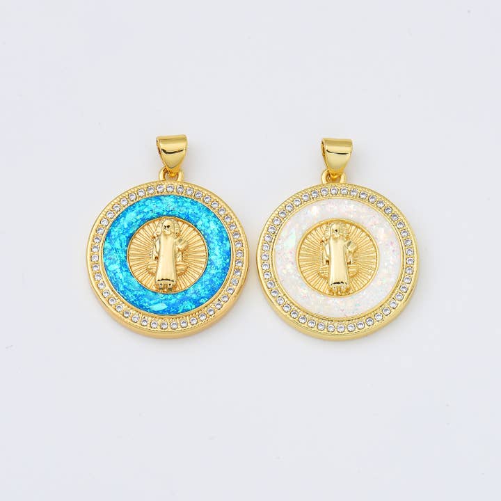 Opal Saint Benedict Charm Medallion in Gold Filled, CP2010 for wholesale by Beads Creation