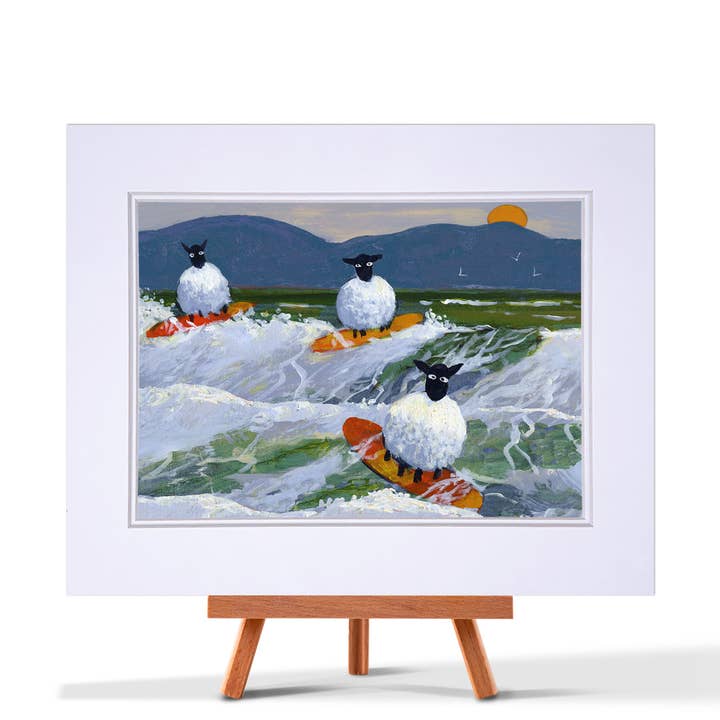 Surfin' Dude Mounted Print for wholesale by The Whimsical World of Thomas Joseph