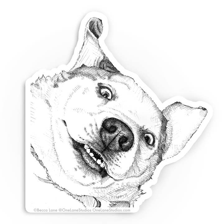 Adhesivo de dibujo de Darla (Beagle Husky) para venta al por mayor de One Lane Studios