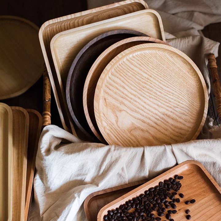 Natural Wood Plate Serving Tray for wholesale by Rustic Reach