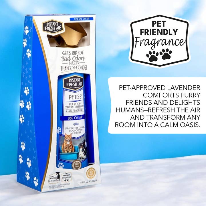 Instant Fresh Air - Wholesale Pet Deodorizing Spray - Petiss 10.1 Oz., Pet Poop Odor Eliminator + Air Fragrance.2