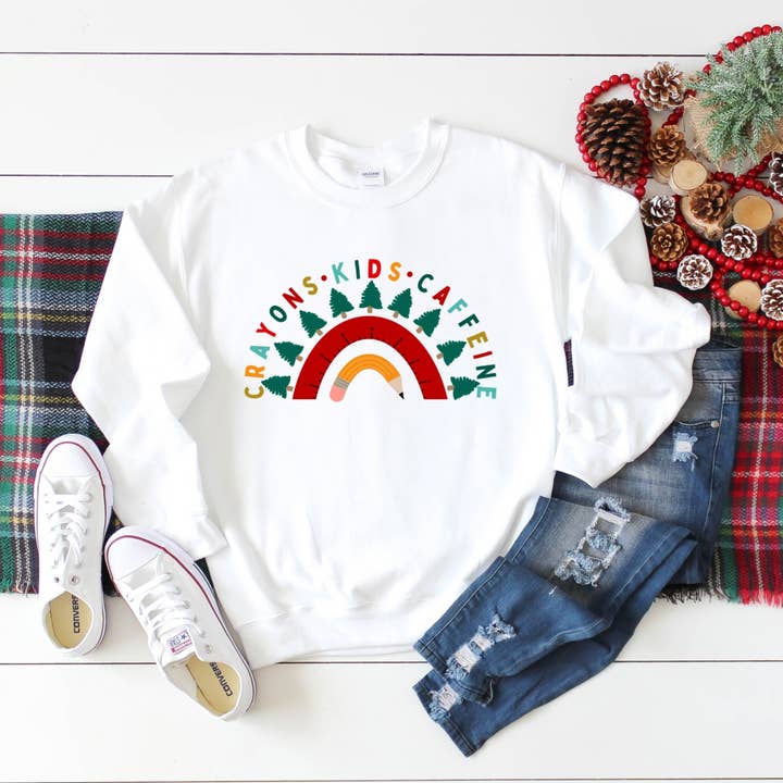 Teacher Christmas Rainbow Fleece for wholesale by MidWest Tees