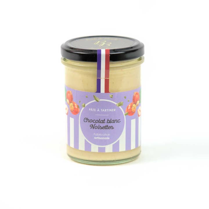 Crema spalmabile al cioccolato bianco e nocciole (220g) per la vendita all'ingrosso da parte di Bisch de Bruche