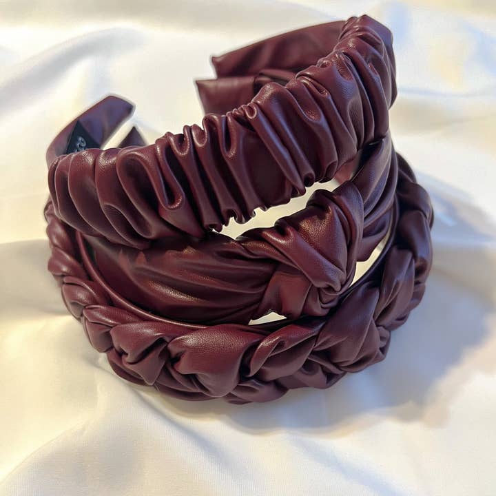 Grace.E.Co – wholesale Scrunchie - Women’s – Burgundy Pleather Bow Scrunchie | Maroon Pleather Scrunchie2