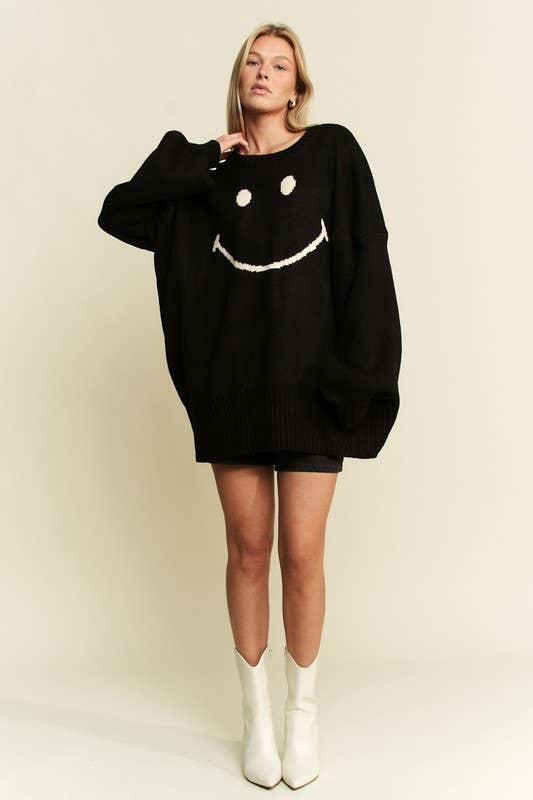 JADE BY JANE - Wholesale Knit Sweater - Women's - OVERSIZED LONG SLEEVE SMILE SWEATER1