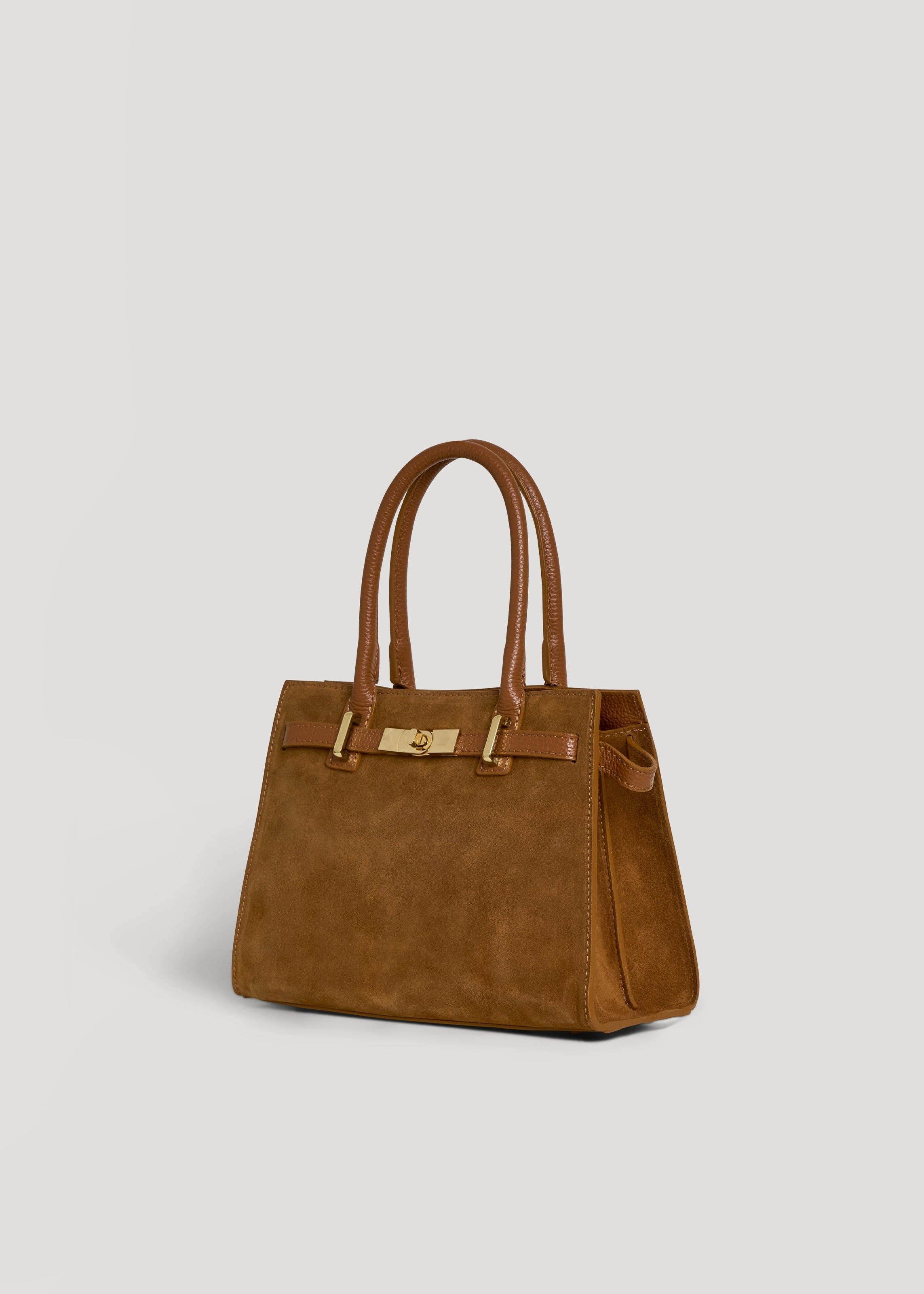 Prestige Milano - Wholesale Tote Bag - Women's - Borsa Grace in camoscio color cuoio e pelle Togo1
