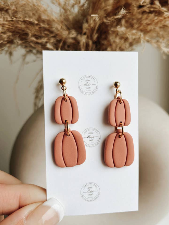 DBL Pumpkin Dangles for wholesale by ElleseeWomen