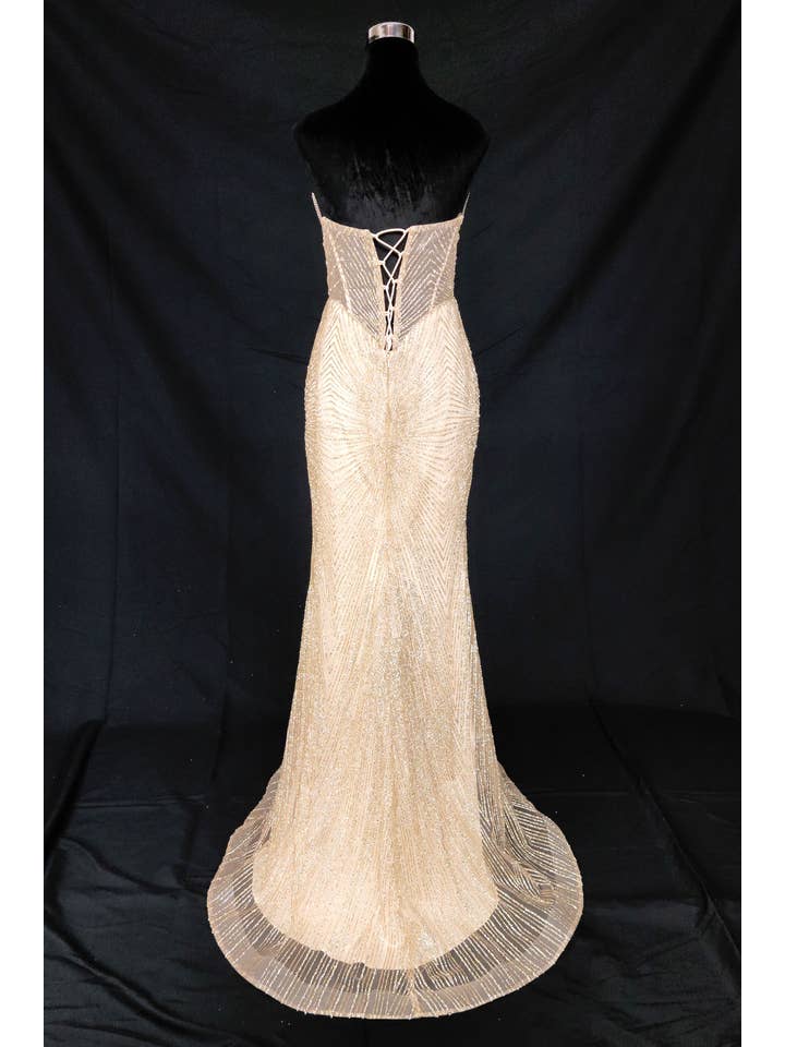 Chicas - Wholesale Gown - Women's - Long sparkling mermaid dress with hanging jewels CF00145