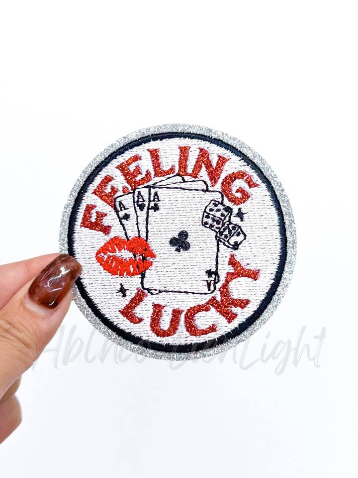Feeling Lucky Glitter Embroidery Patch for wholesale by ABLNco