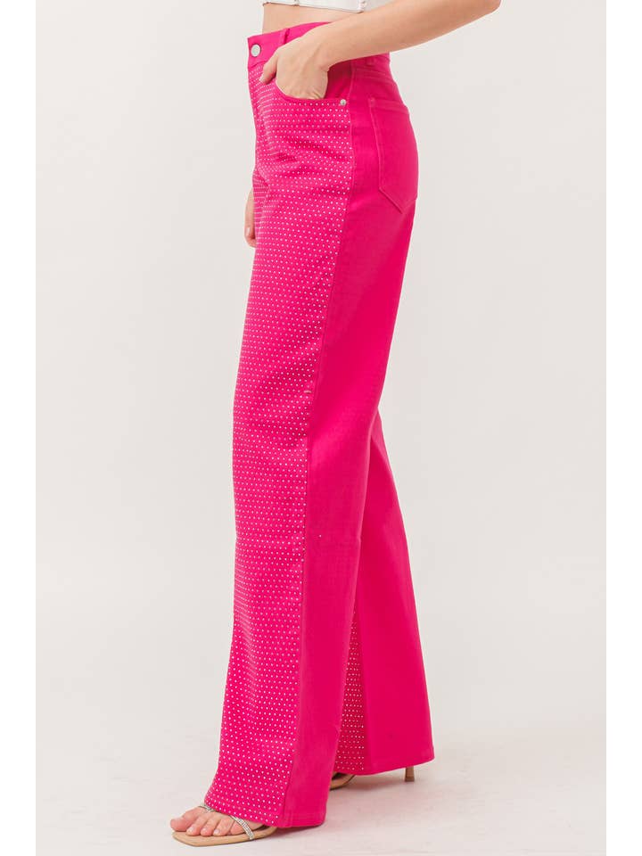 KIWI - Wholesale Jeans - Dames - IP2847 - Stretch spijkerbroek met hotfix strass-steentjes2