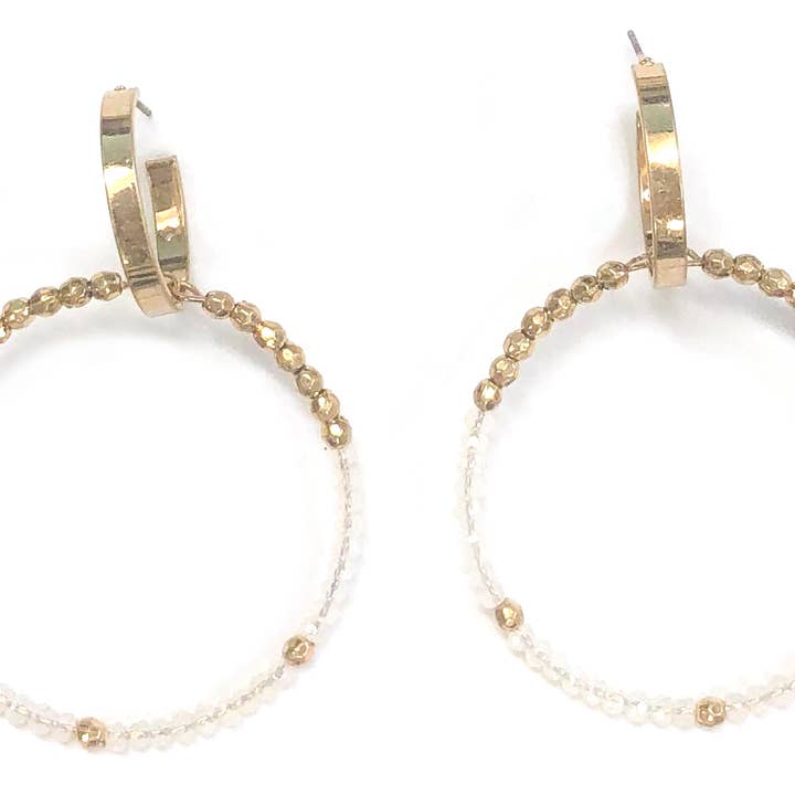 Brincos - aro frisado de opala no post por atacado de Flirt Jewelry