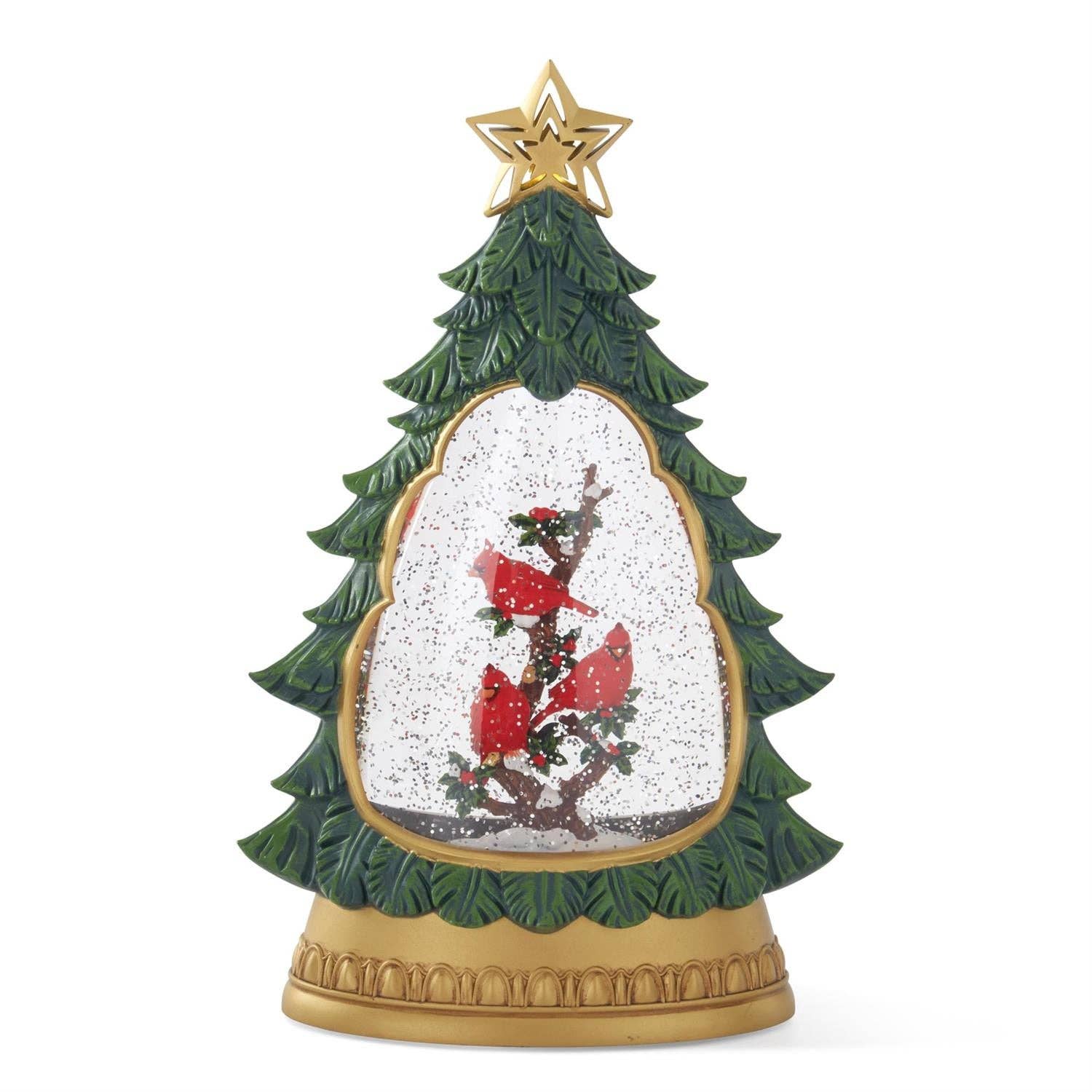 RC Home Decor - Wholesale Christmas Decoration - 12.25" LED Water Spinning Snow Globe Christmas Tree – Cardinal Scene with Timer0