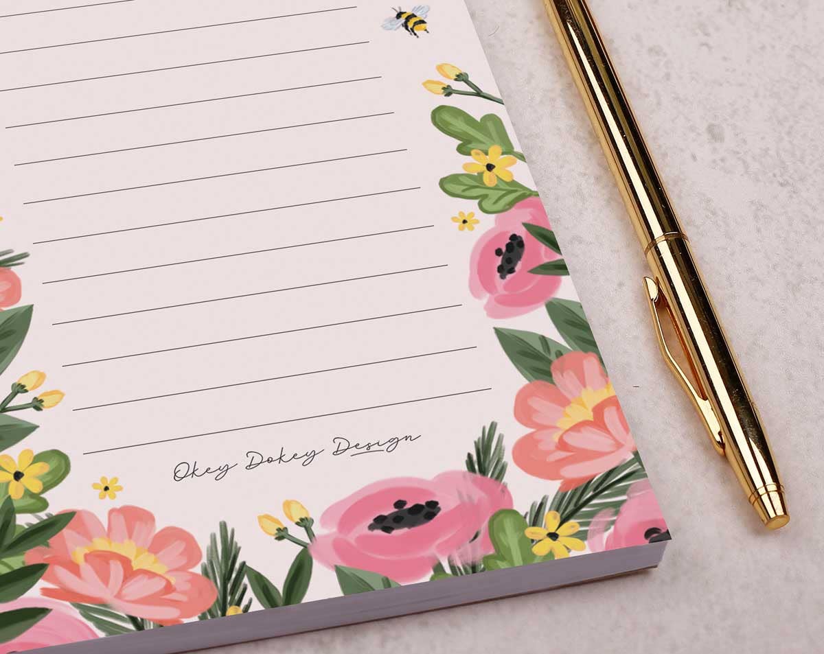 Making Meadows Ltd – wholesale Notepad – Desk Pad | To Do List | Stationery | Flower and Bee Notepad2