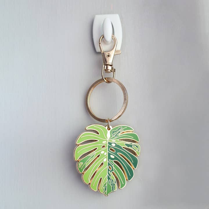 Beehive 95 Designs - Wholesale Keychain - Women's - Variegated Monstera Enamel Keychain - Houseplant Accessory3