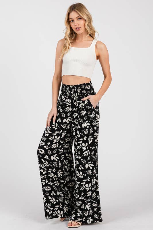 Final Touch - Wholesale Pants - Women's - Wide Smock Waist Wide Leg Pants - VNP70263B513