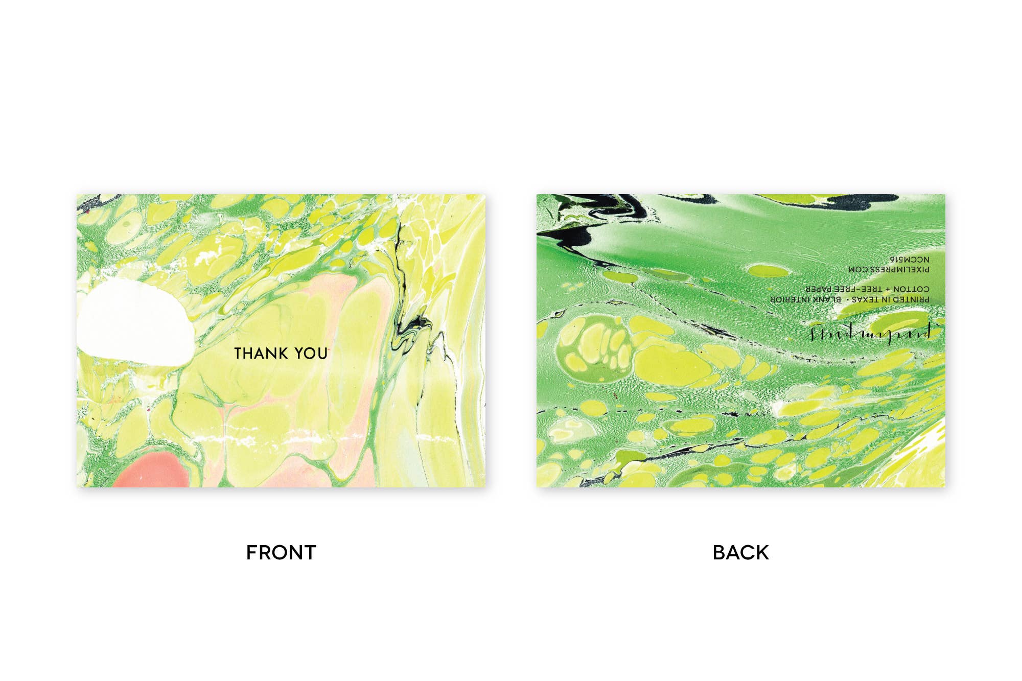 pixelimpress - Wholesale Stationery/Notecard Set - THANK YOU Chartreuse Marble  Notecards + Envs1