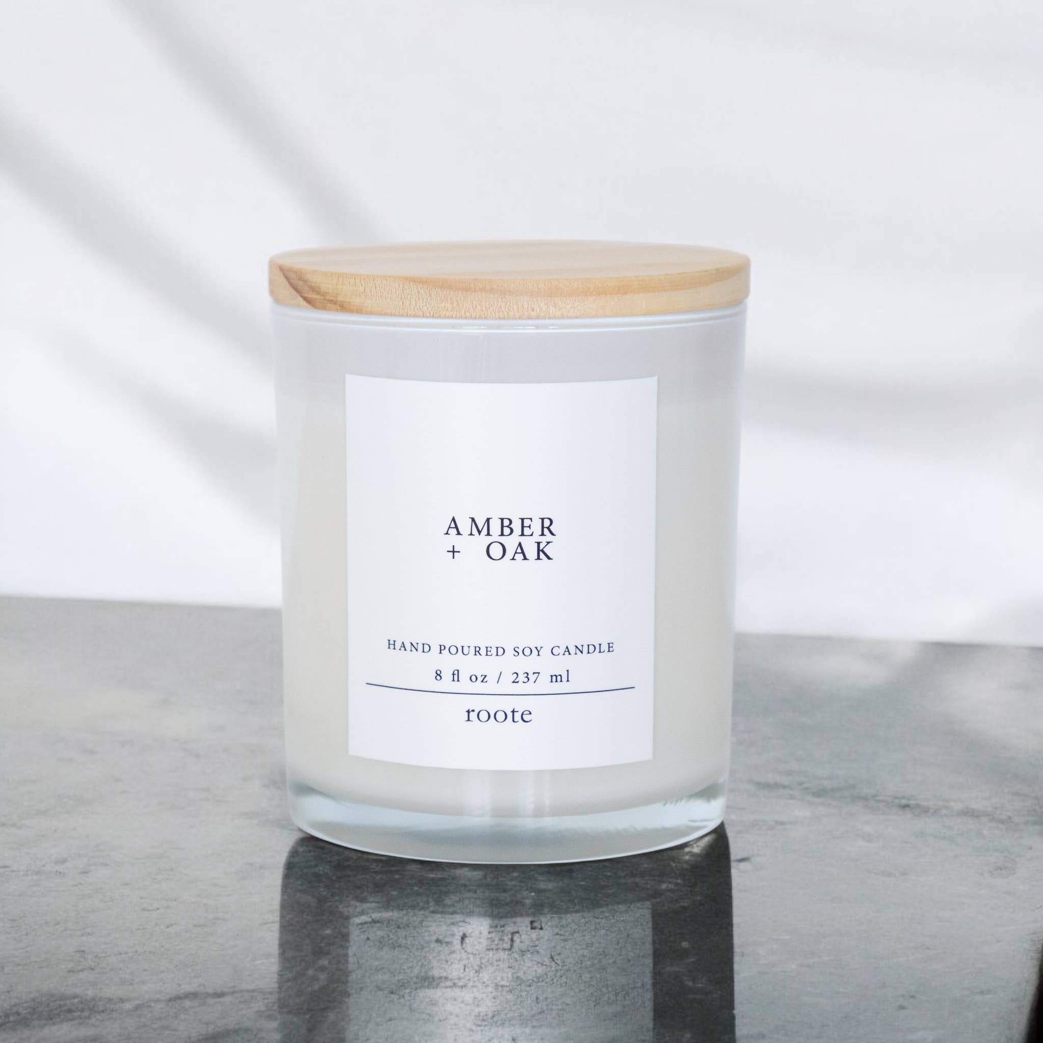 roote – wholesale Jar/filled candle – Amber Oak Soy Wax Scented Candle White Tumbler Jar 2