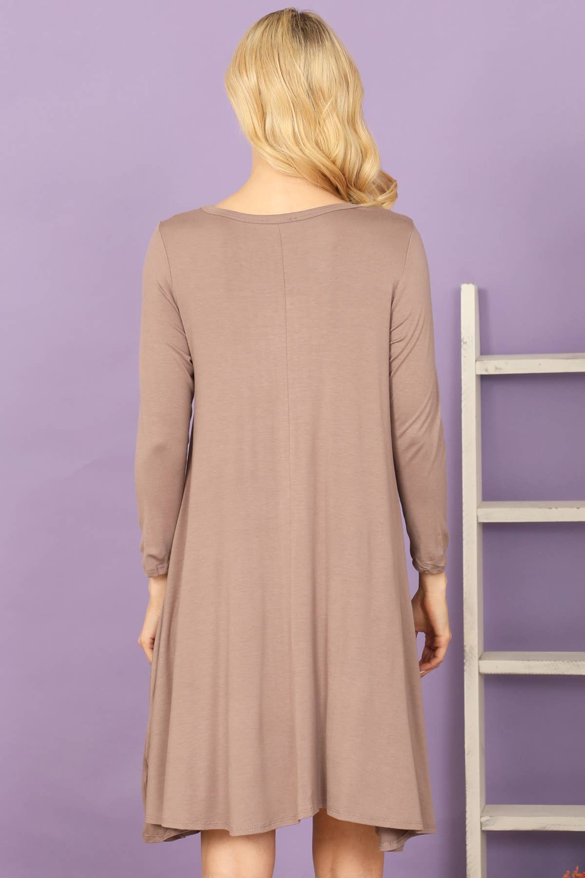 MYS Wholesale Inc - Vente Robe – femme - Robe unie à encolure bateau et manches quarts avec poches latérales17