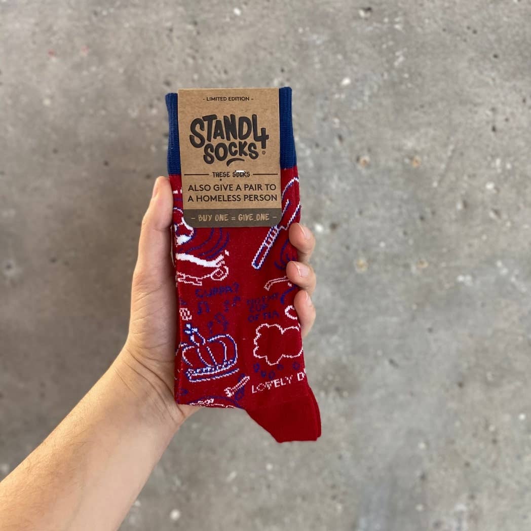 Black with white detail British Themed Sock for wholesale on Faire1