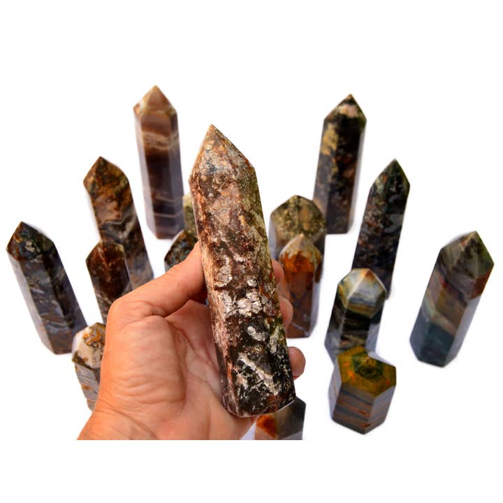 Ocean Jasper Crystal Point (4-5 Pcs) 1 Kg Lot for wholesale by Kaia & Crystals