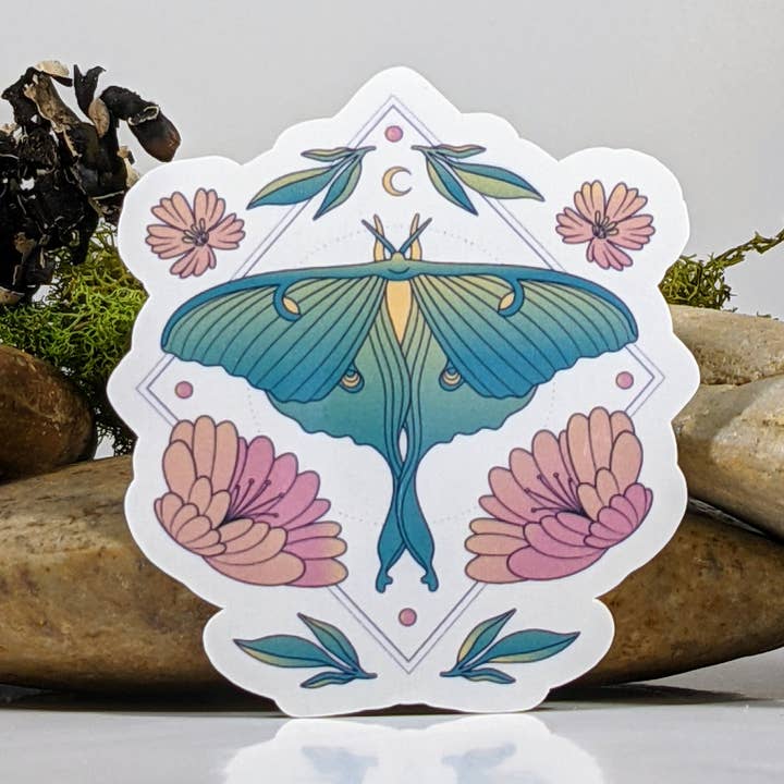 Mimic Gaming Co - Wholesale Sticker - Pastel Lunar Moth Astrology Sticker - 2.5"0