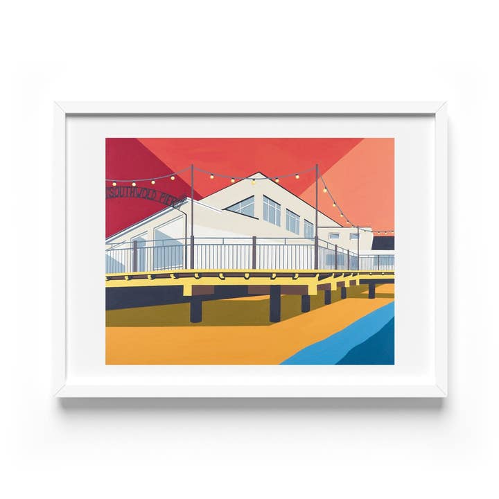 Impression montée sur le pavillon Pier (Southwold Pier) pour la vente par Rebecca Pymar