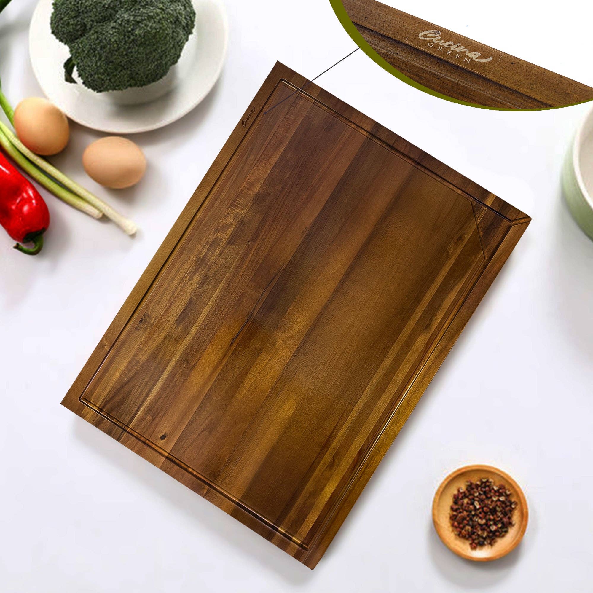 CUCINA GREEN - Vendita all'ingrosso Taglieri - Tappo per tagliatelle in legno di acacia da 30", coperchio, taglio e cucitura7