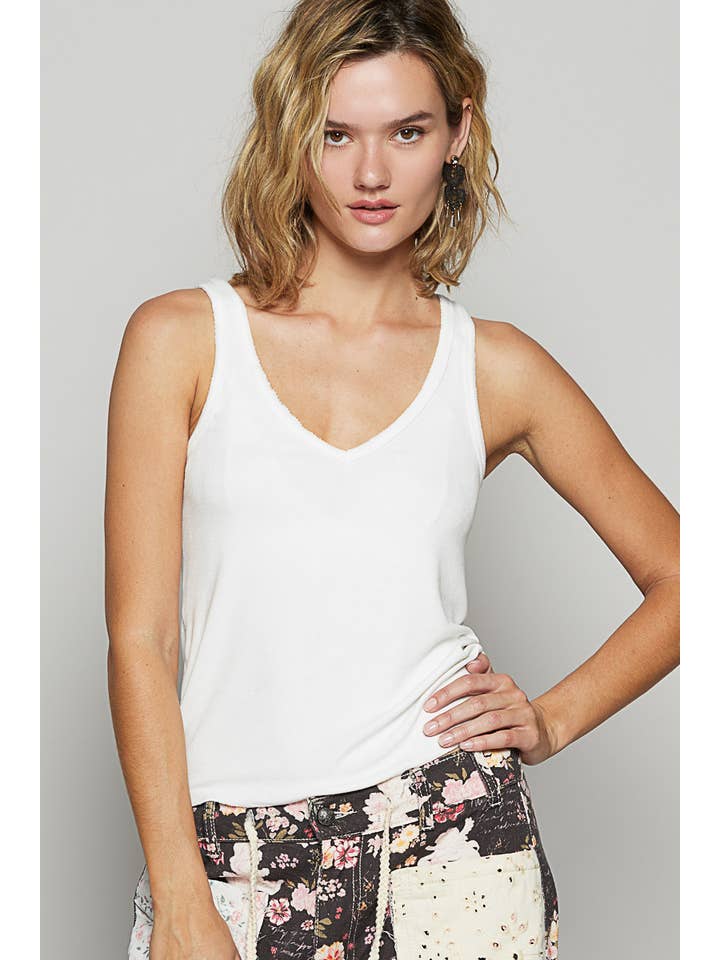 Pol Clothing - Wholesale Knit Top - Women's - N-neck sleeveless ribbed solid basic top SALE