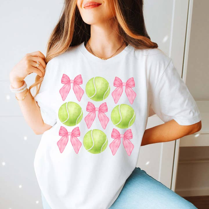 Tennis And Bows Collage Tee - Fast Shipping for wholesale by Limeberry Designs