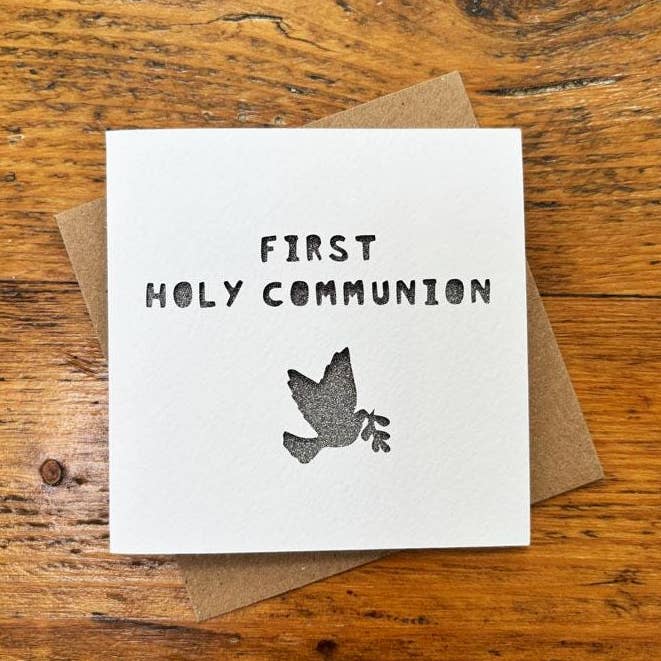 Laura M Designs - Wholesale Religious card - First Holy Communion Peace Dove Miniature Card0