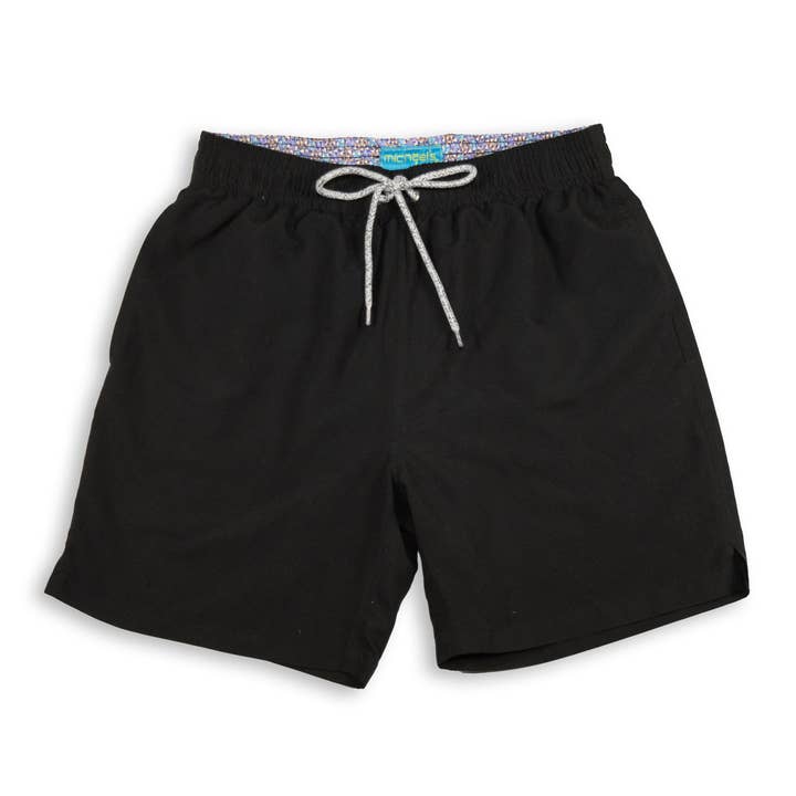 Men's Mesh Liner Swim Trunks - Solid Linen Black for wholesale by Let's Get This Thread