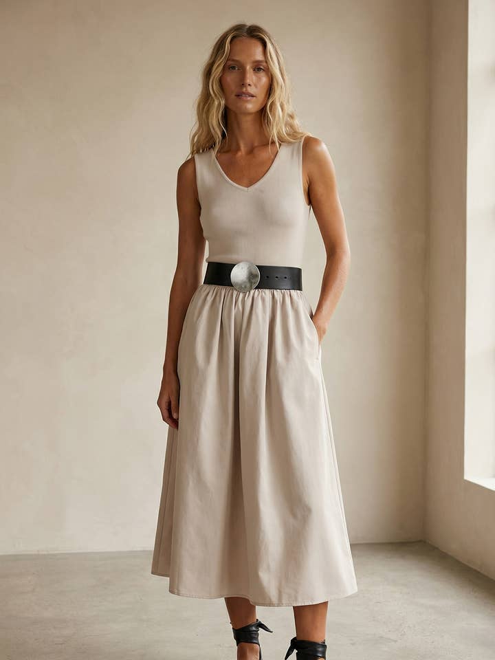 Vestido Midi Sem Mangas por atacado de Naked Zebra