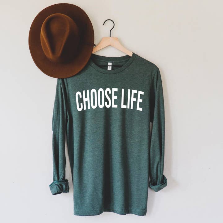 Choose Life Pro-life Long Sleeve Tshirt (Block) for wholesale by Verita Culture