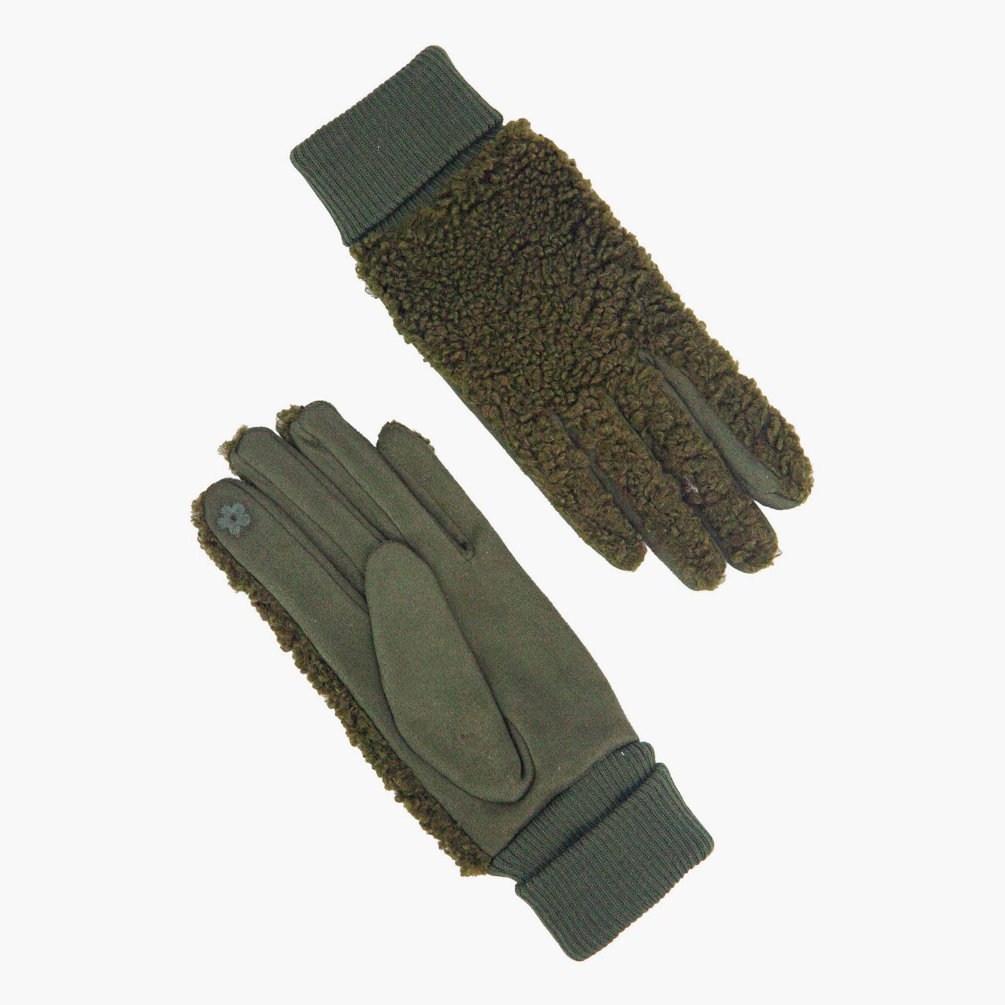 Sarta Accessories – wholesale Gloves – Women's – Winnie Khaki Borg Fleece Gloves3