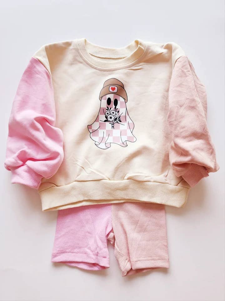 Fancy Shmancy Baby - Wholesale Top & Short Set - Kids - Flower Ghost Bike Shorts Set