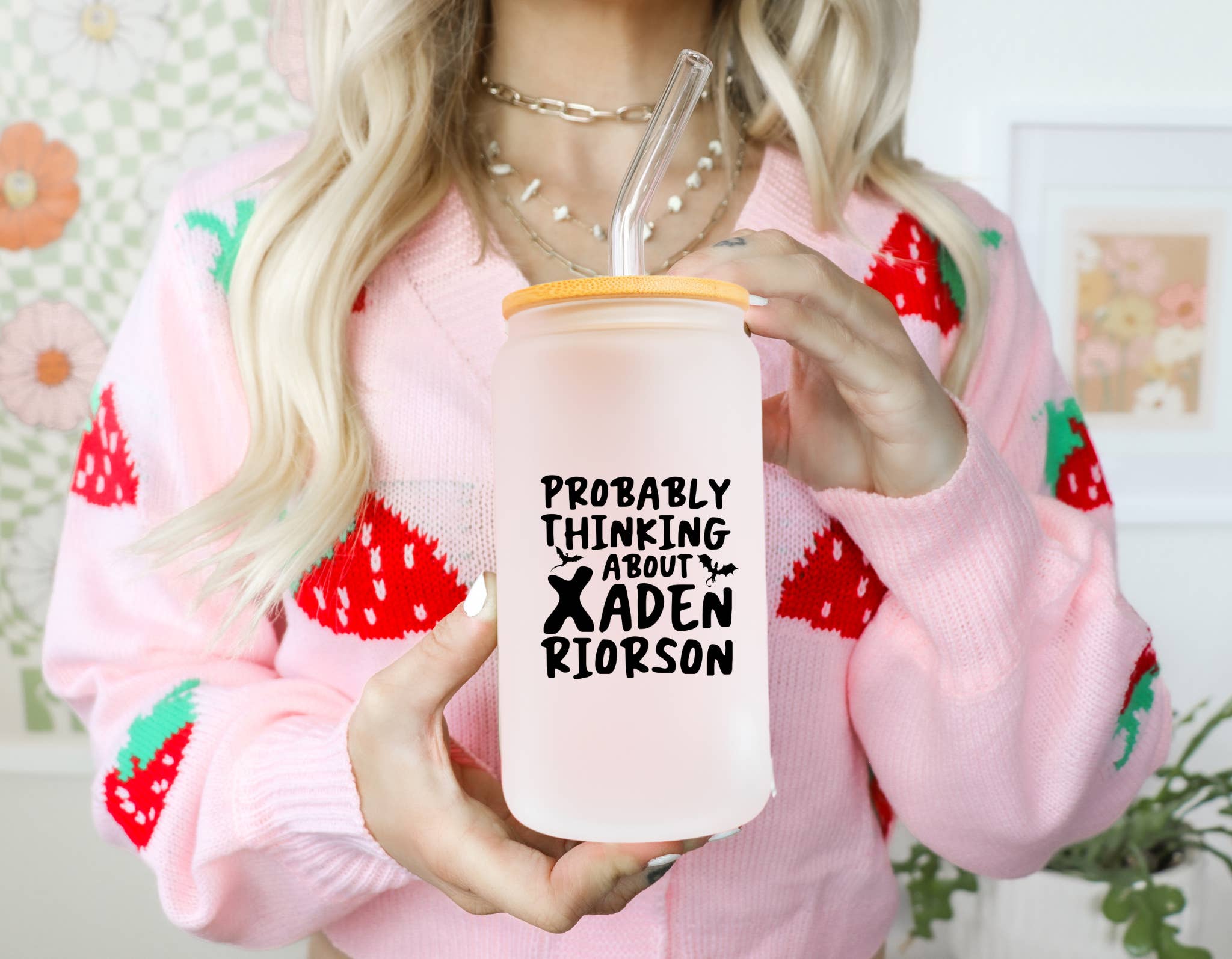 Sunshine Design Shop - Wholesale Drinking Glass/Cup - Probably Thinking About Xaden Glass Can