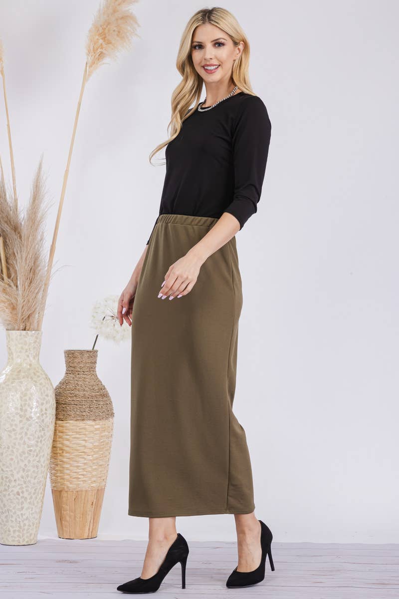 Celeste Clothing - Wholesale Skirt - Women's - CLASSSIC LONG PENCIL SKIRT IN MISSY & PLUS SIZE -CS237708