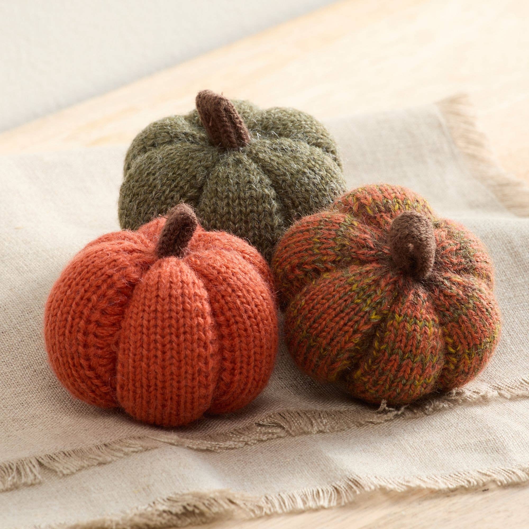 Your Heart's Content - Wholesale Decorative Tabletop Object - Cozy Pumpkins, Variegated Knit Yarn Colors, Handcrafted Gift4